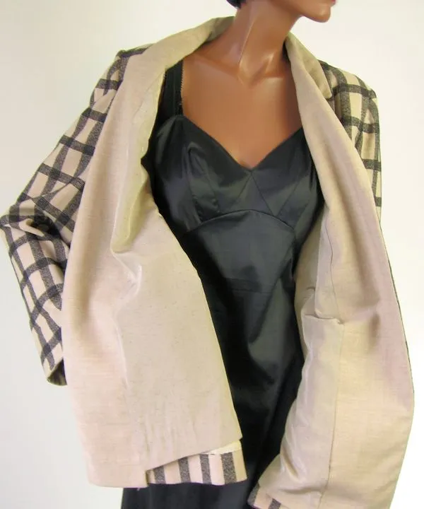 50s Swing Jacket Women's Vintage Windowpane Plaid M/L VFG Wm Block