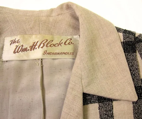 50s Swing Jacket Women's Vintage Windowpane Plaid M/L VFG Wm Block