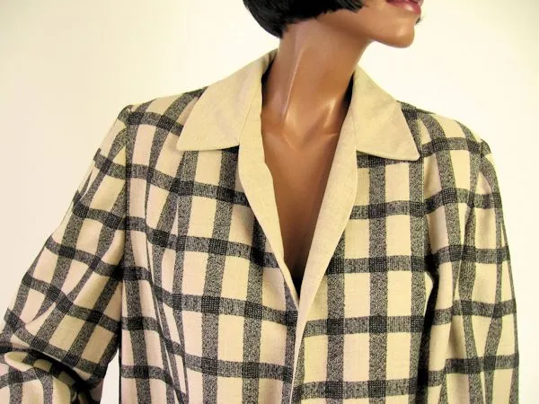 50s Swing Jacket Women's Vintage Windowpane Plaid M/L VFG Wm Block