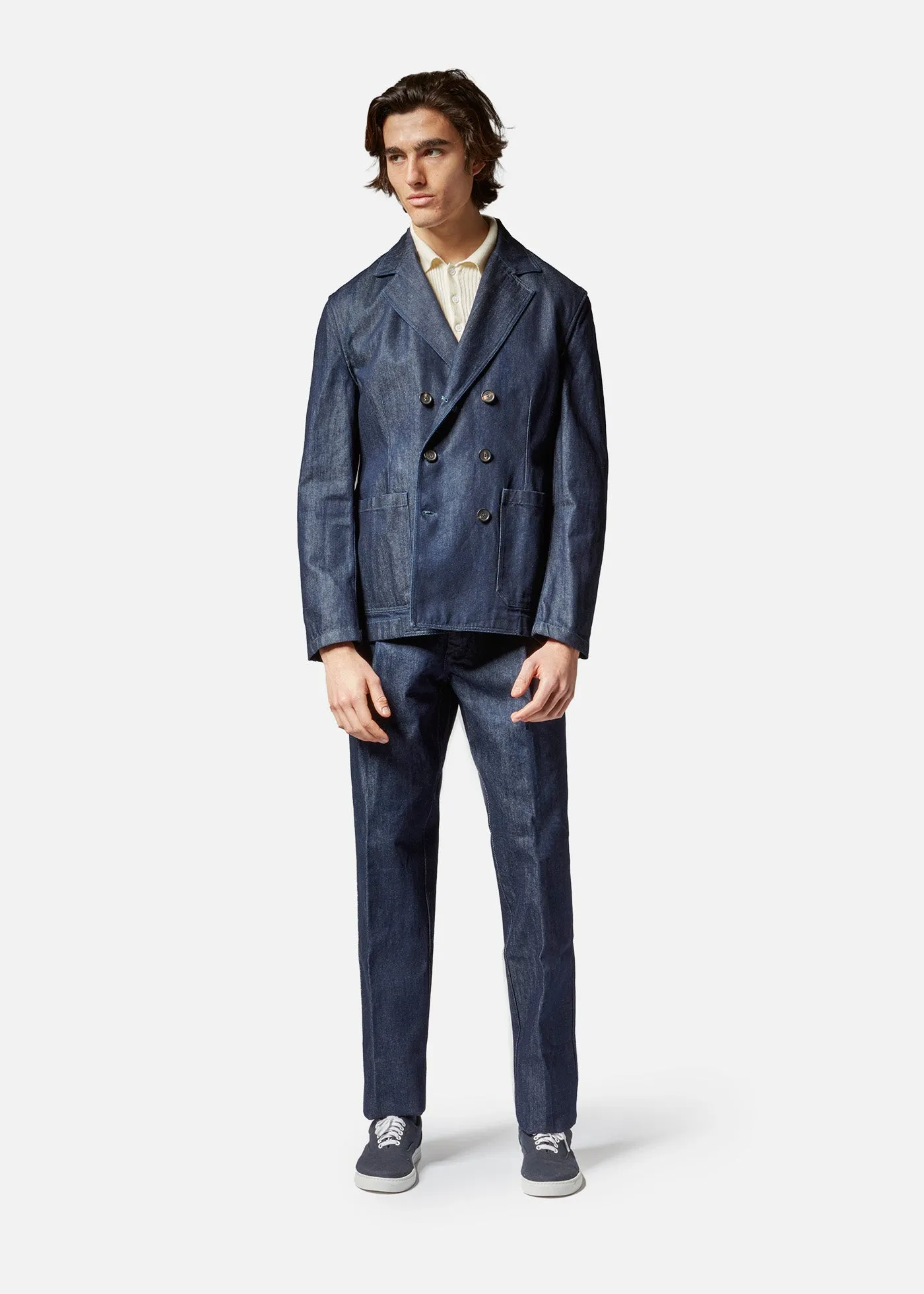 AANSONIA DENIM DOUBLE BREASTED BLAZER