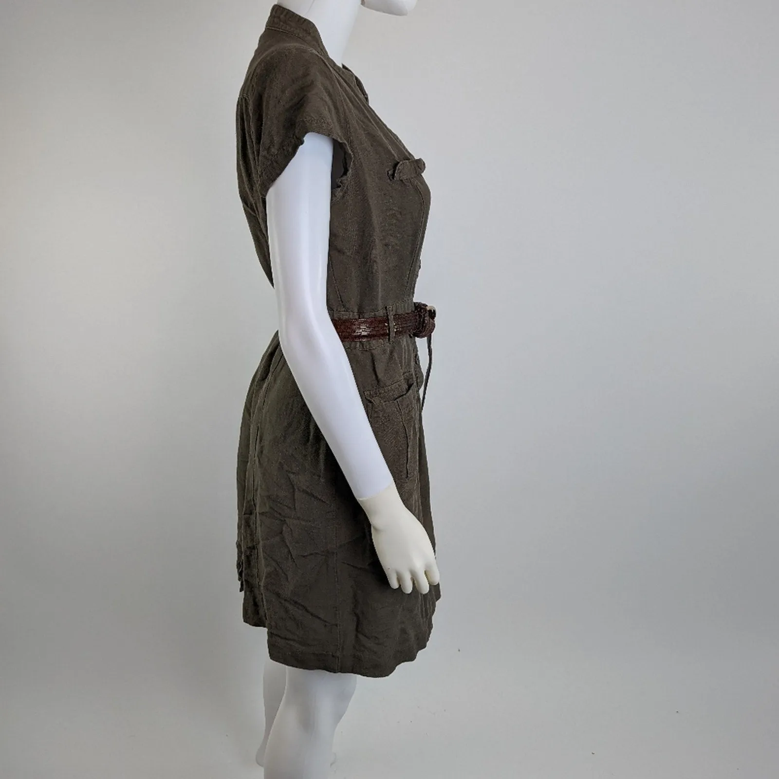 Banana Republic Safari Army Green Cargo Dress 8