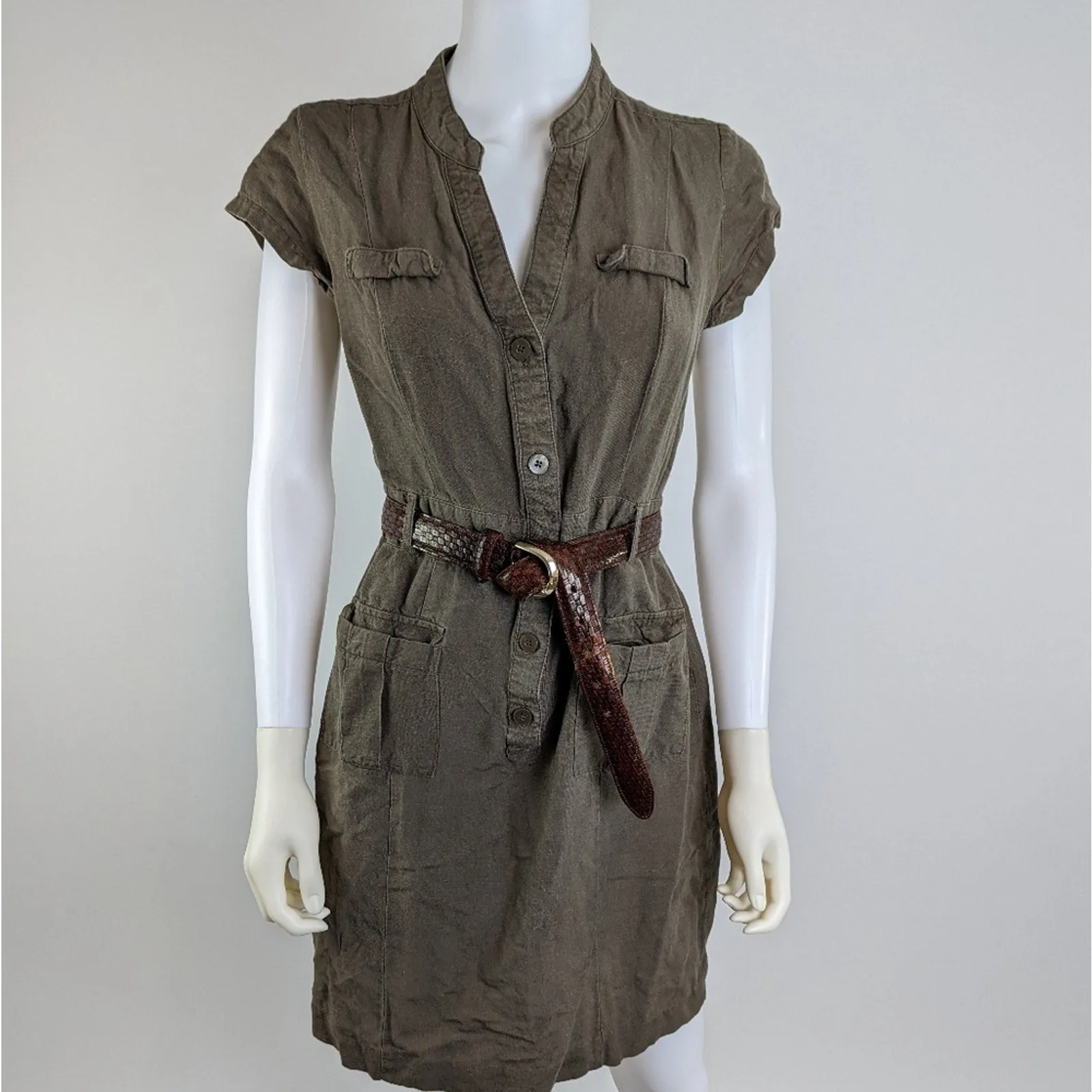 Banana Republic Safari Army Green Cargo Dress 8