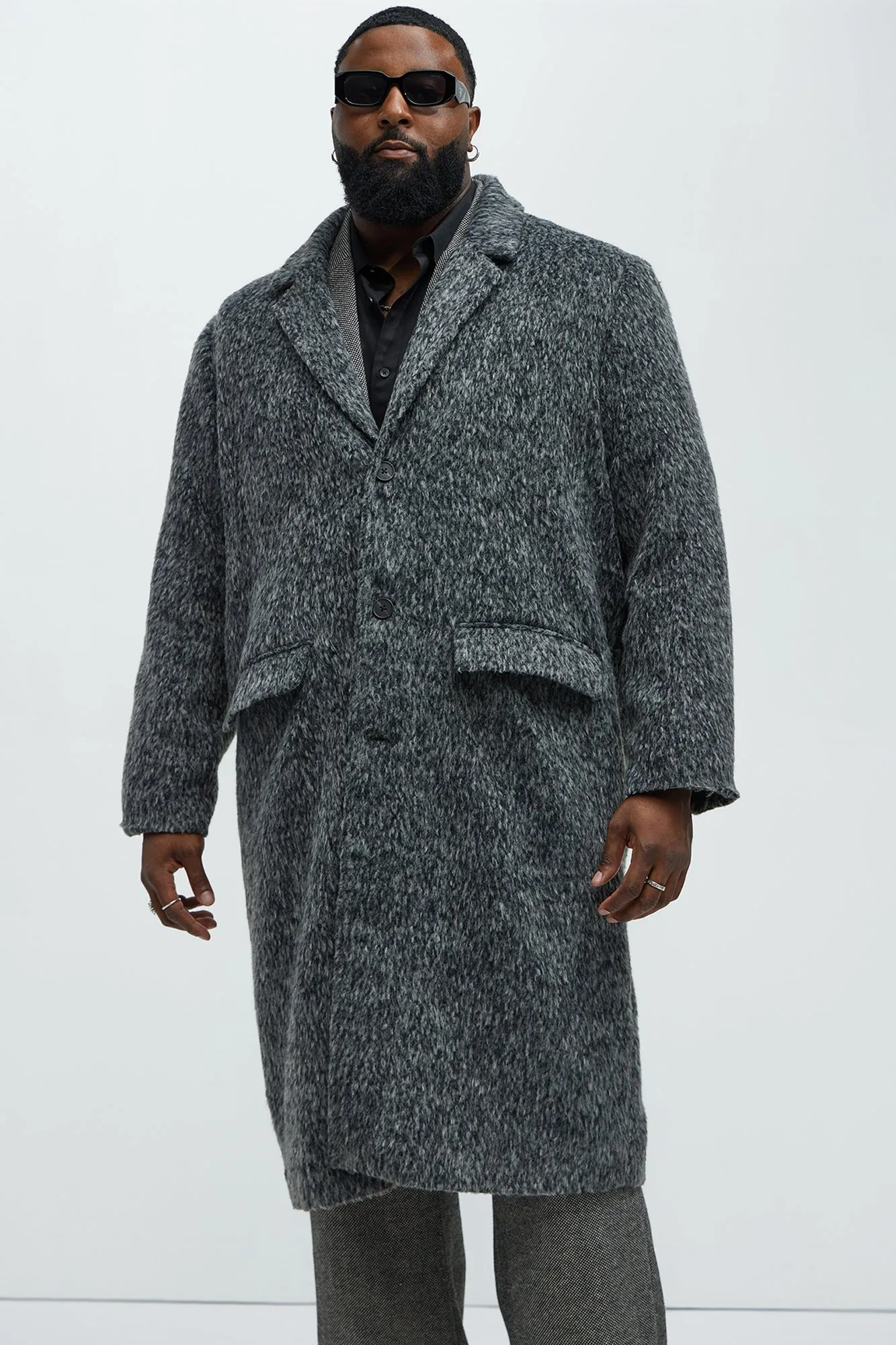 Been A Year Mohair Relaxed Long Coat - Black