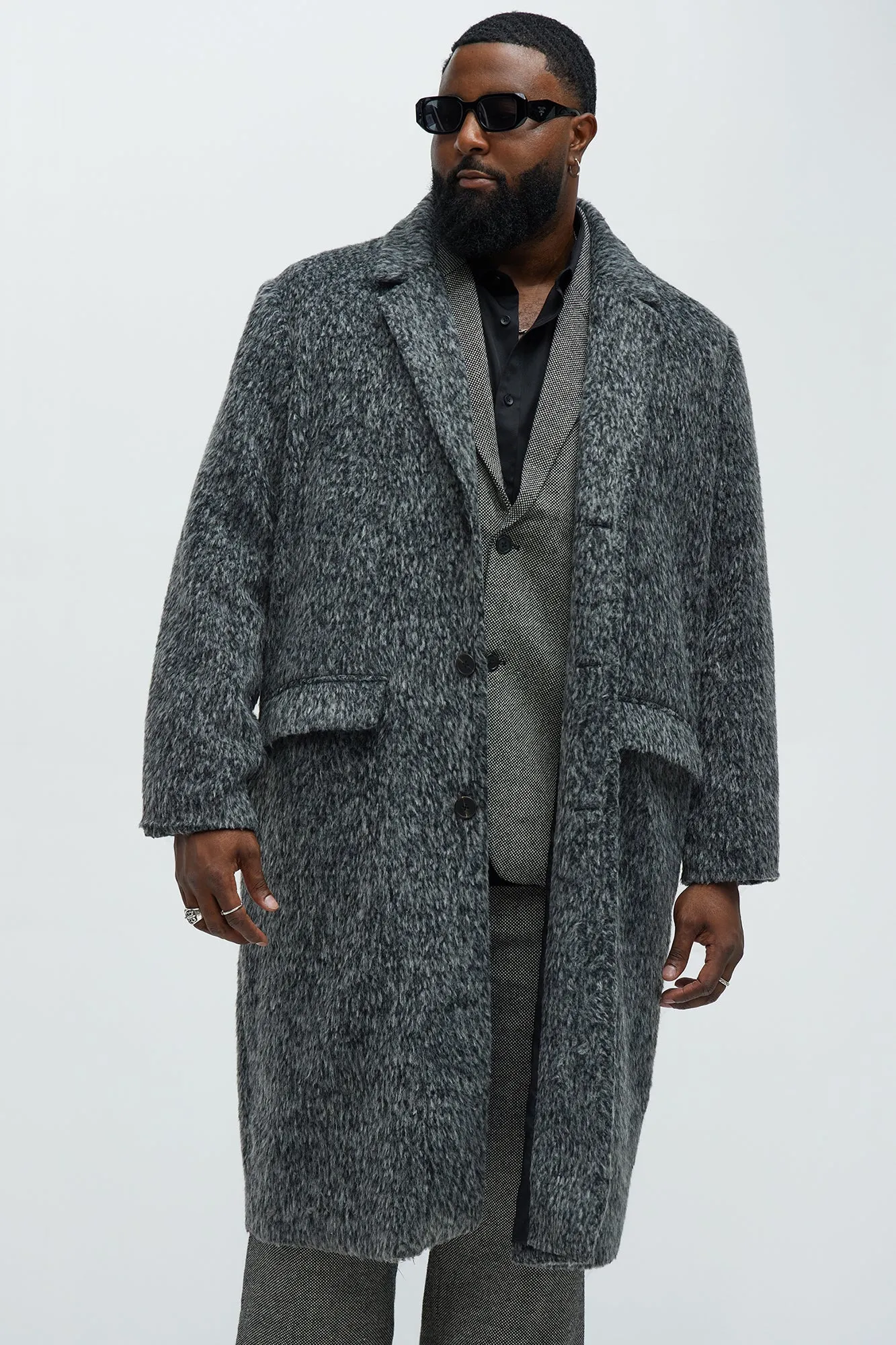 Been A Year Mohair Relaxed Long Coat - Black