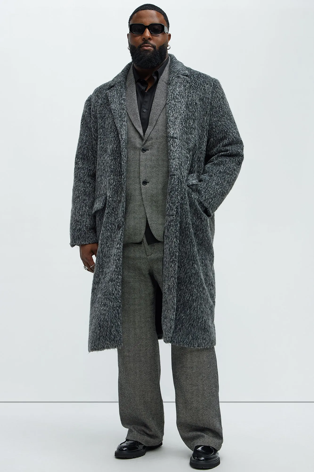 Been A Year Mohair Relaxed Long Coat - Black