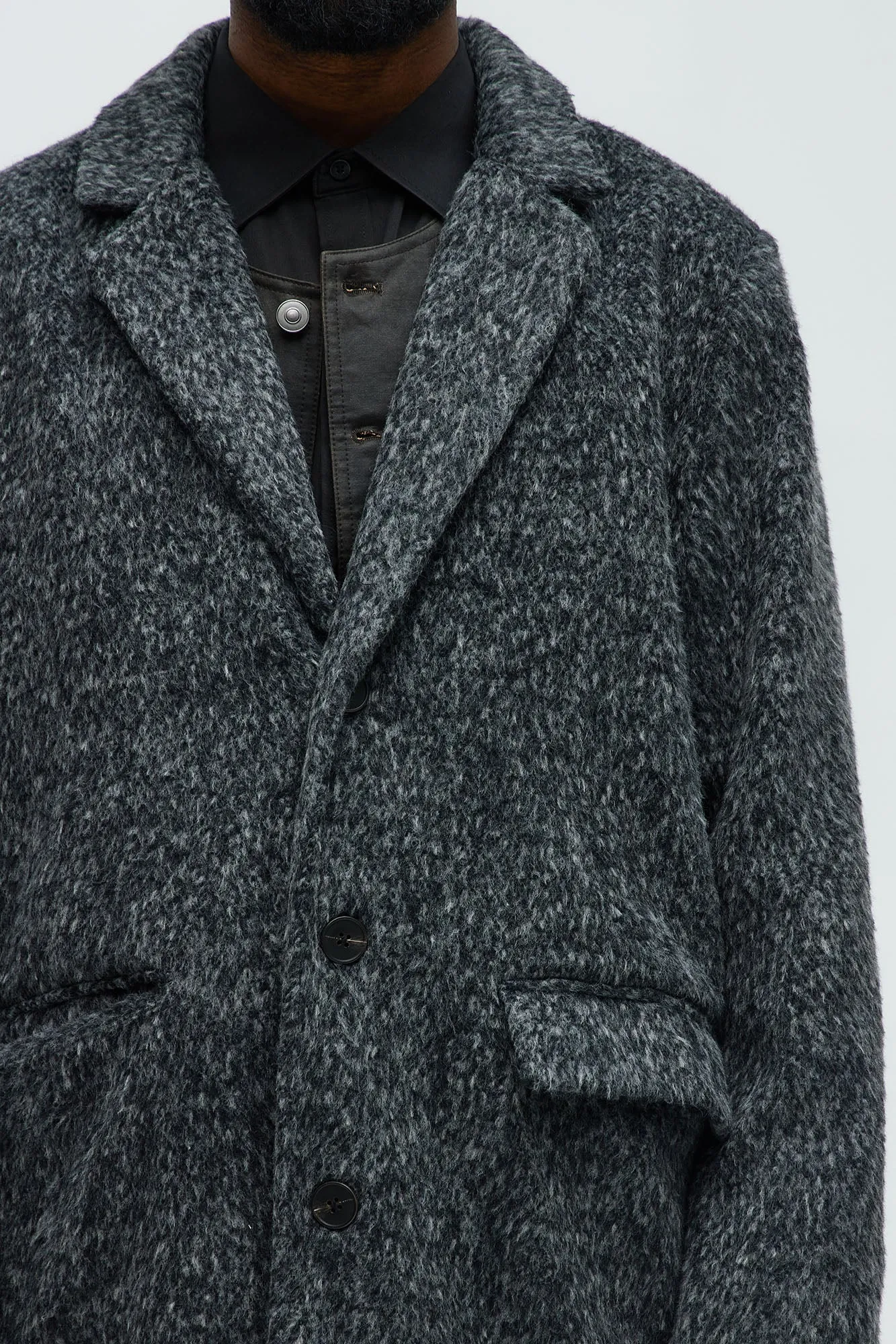 Been A Year Mohair Relaxed Long Coat - Black