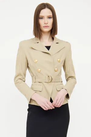 Beige Double Belted Safari Jacket