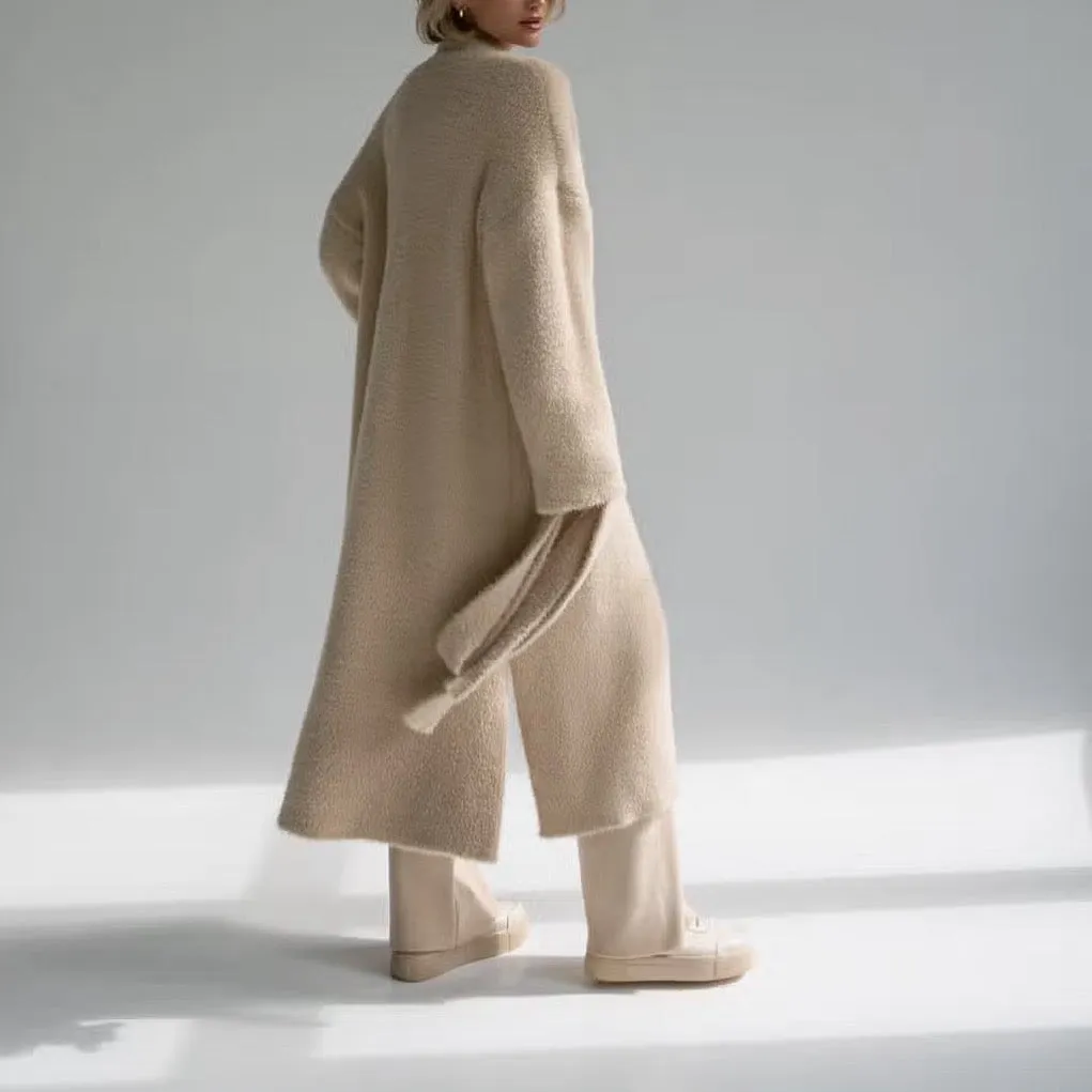 Bella Long Knitted Cardigan - Tie Front Cardigan