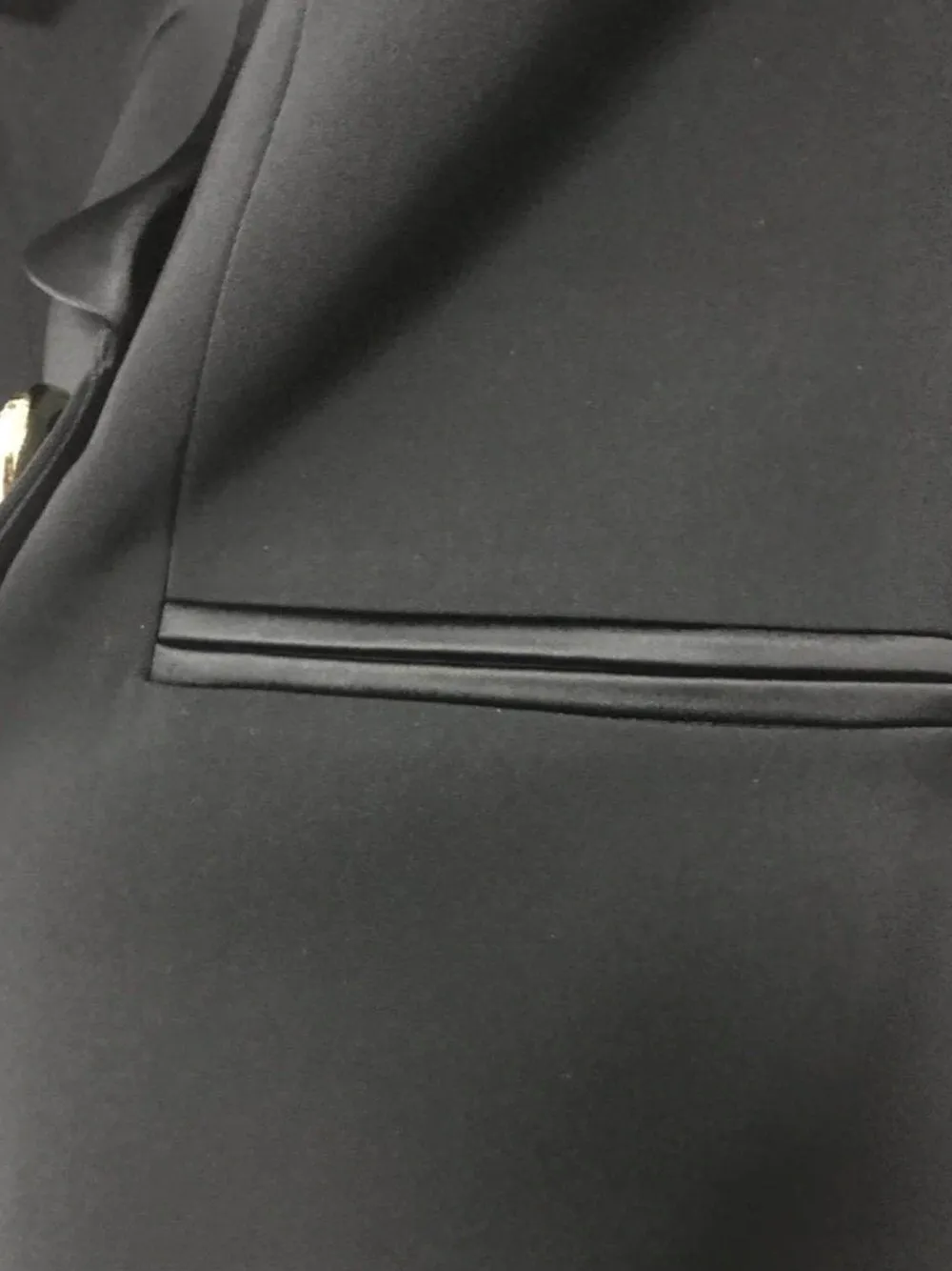 Belted Double-Breasted Crêpe Blazer in Black