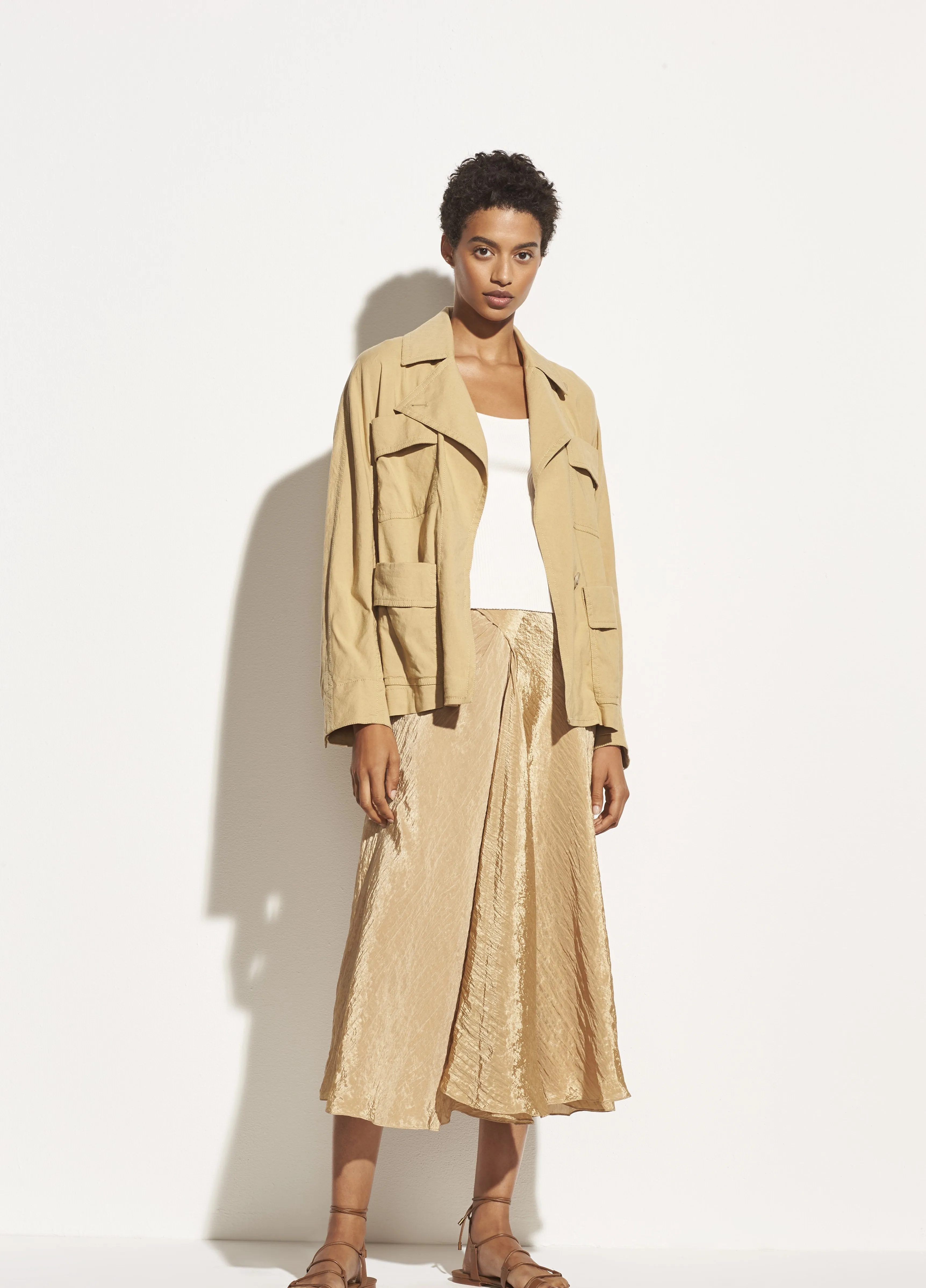 Belted Drape Jacket in Sun Khaki