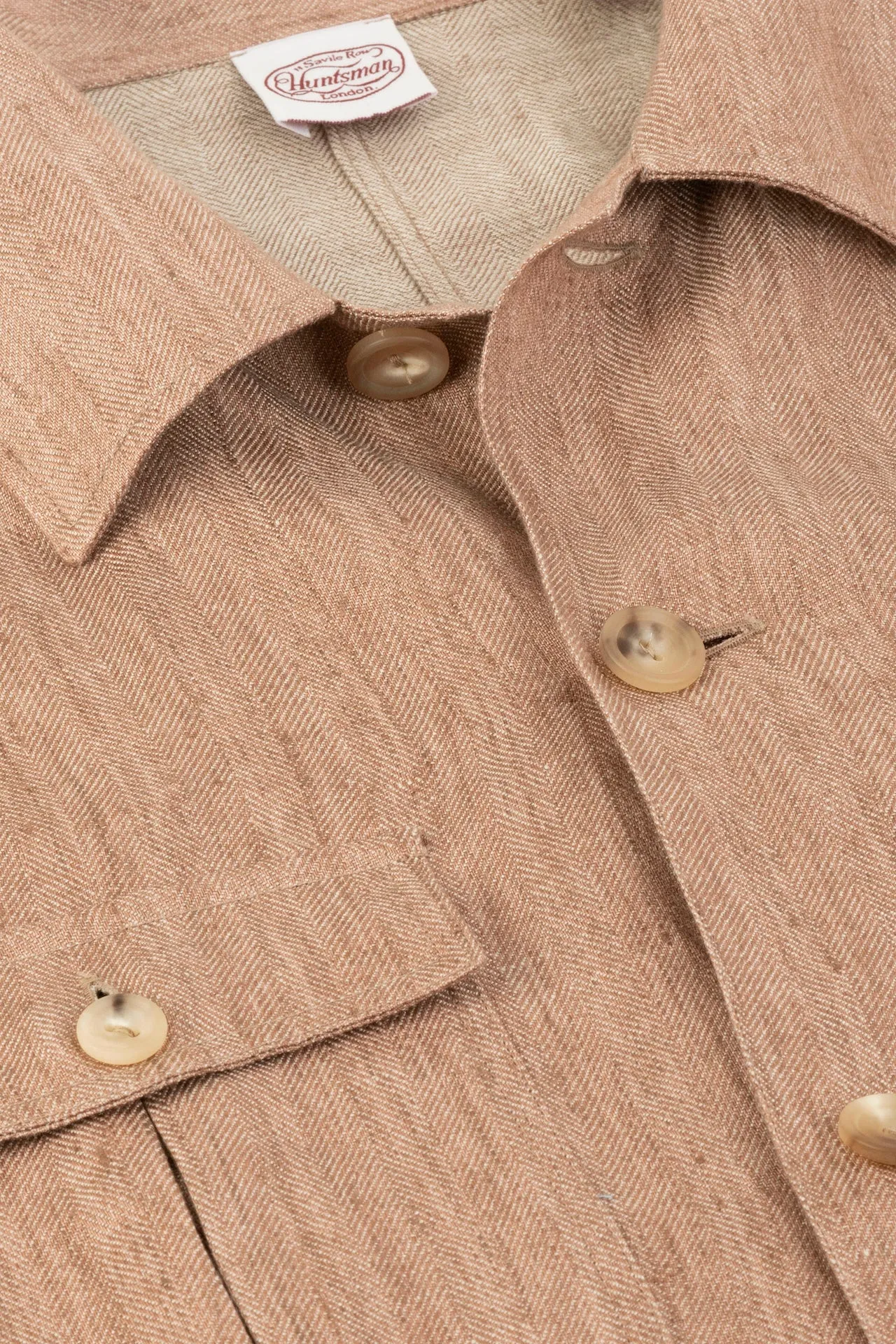 Bisque Linen Herringbone Safari Jacket