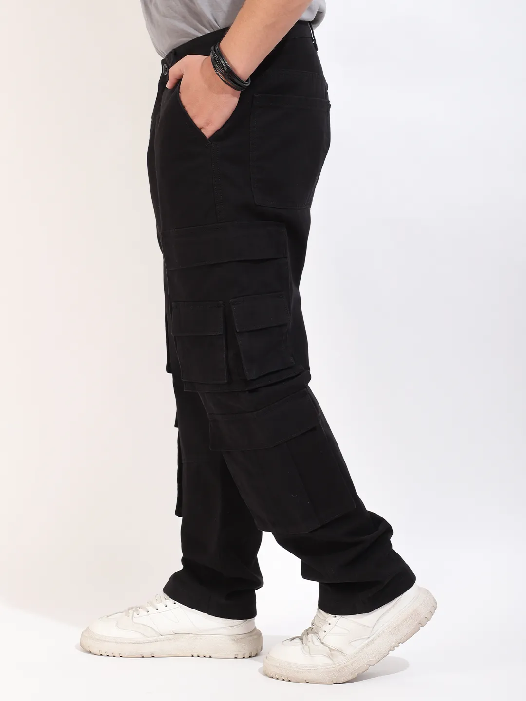 Black Multi-Pocket Designer Cargo