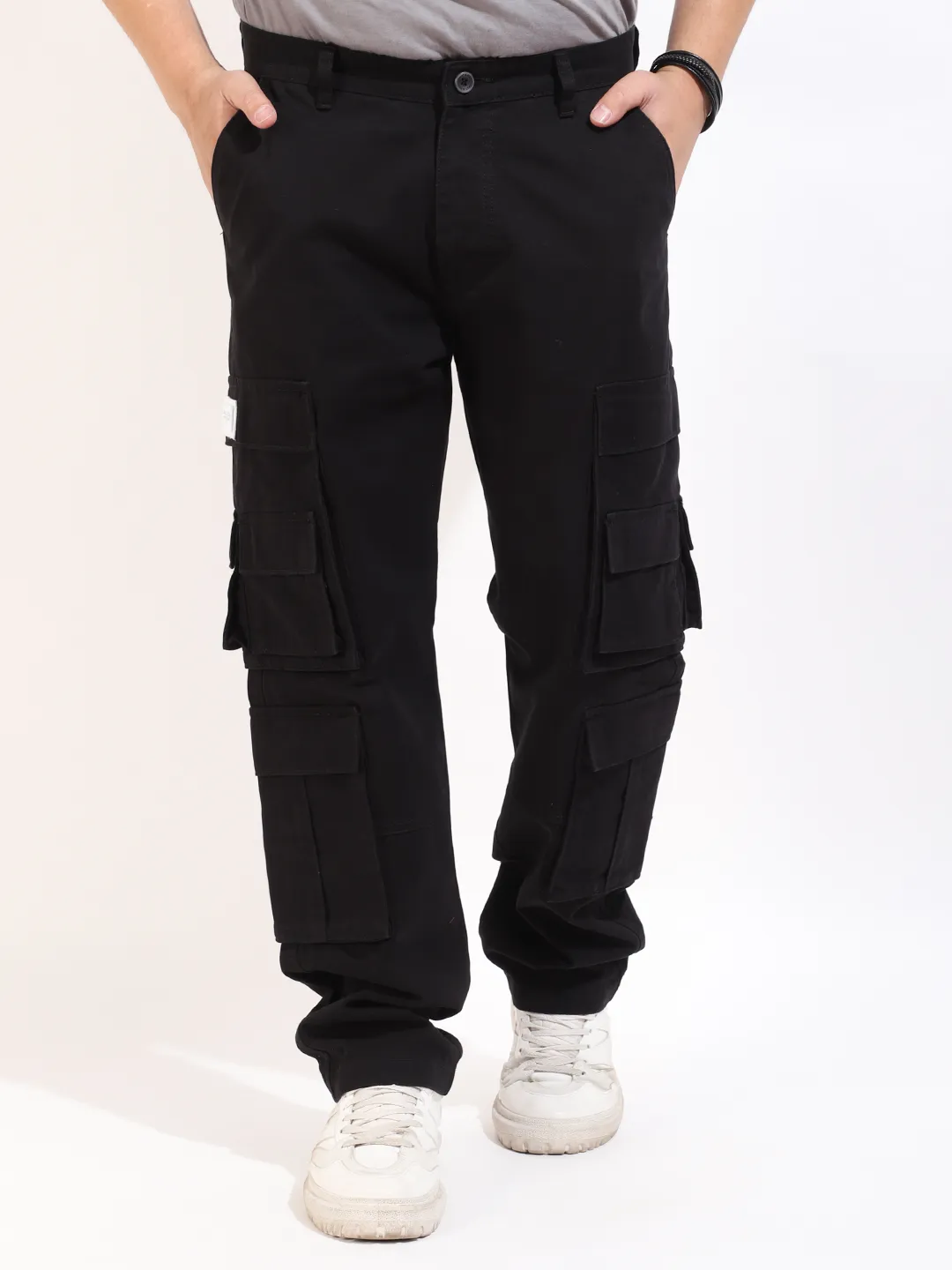 Black Multi-Pocket Designer Cargo