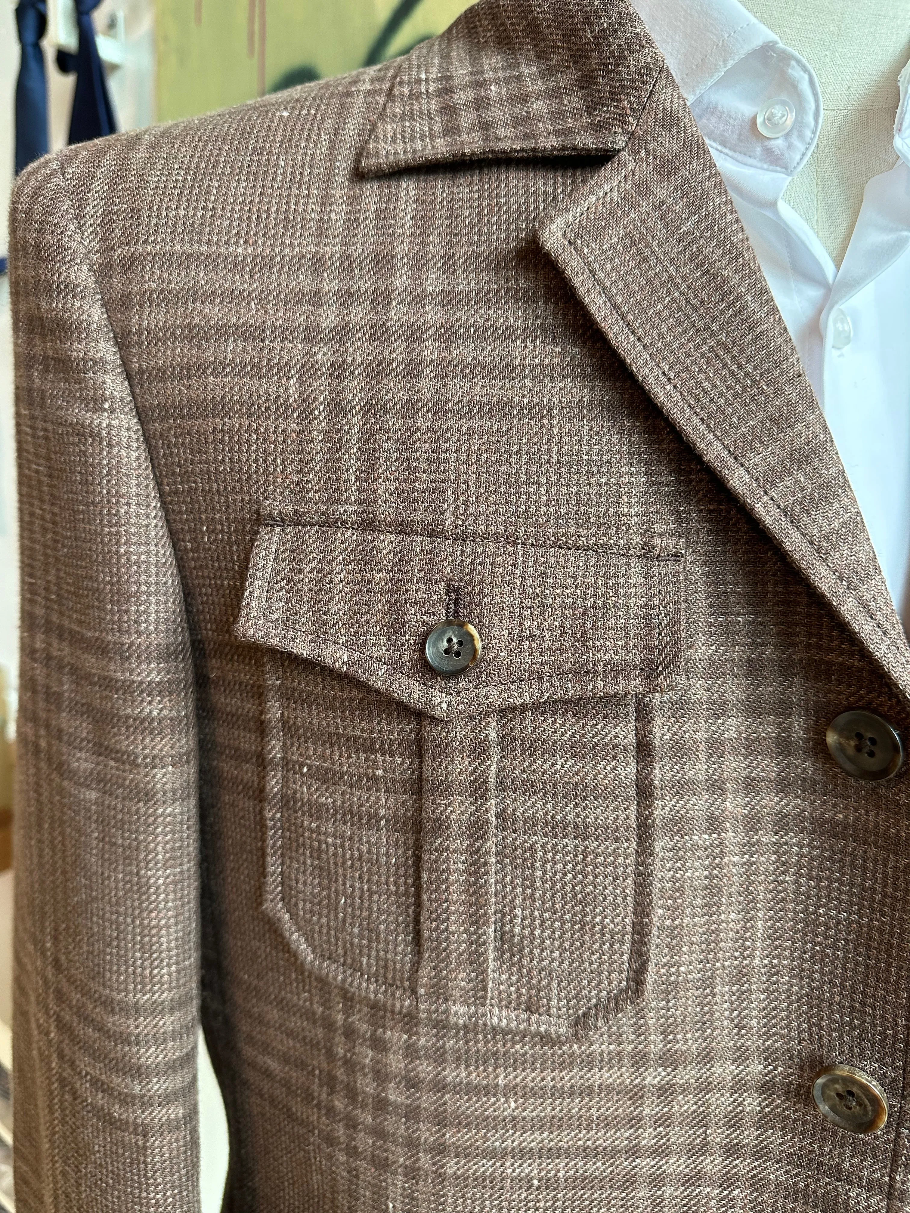 Brown Plaid Safari Jacket
