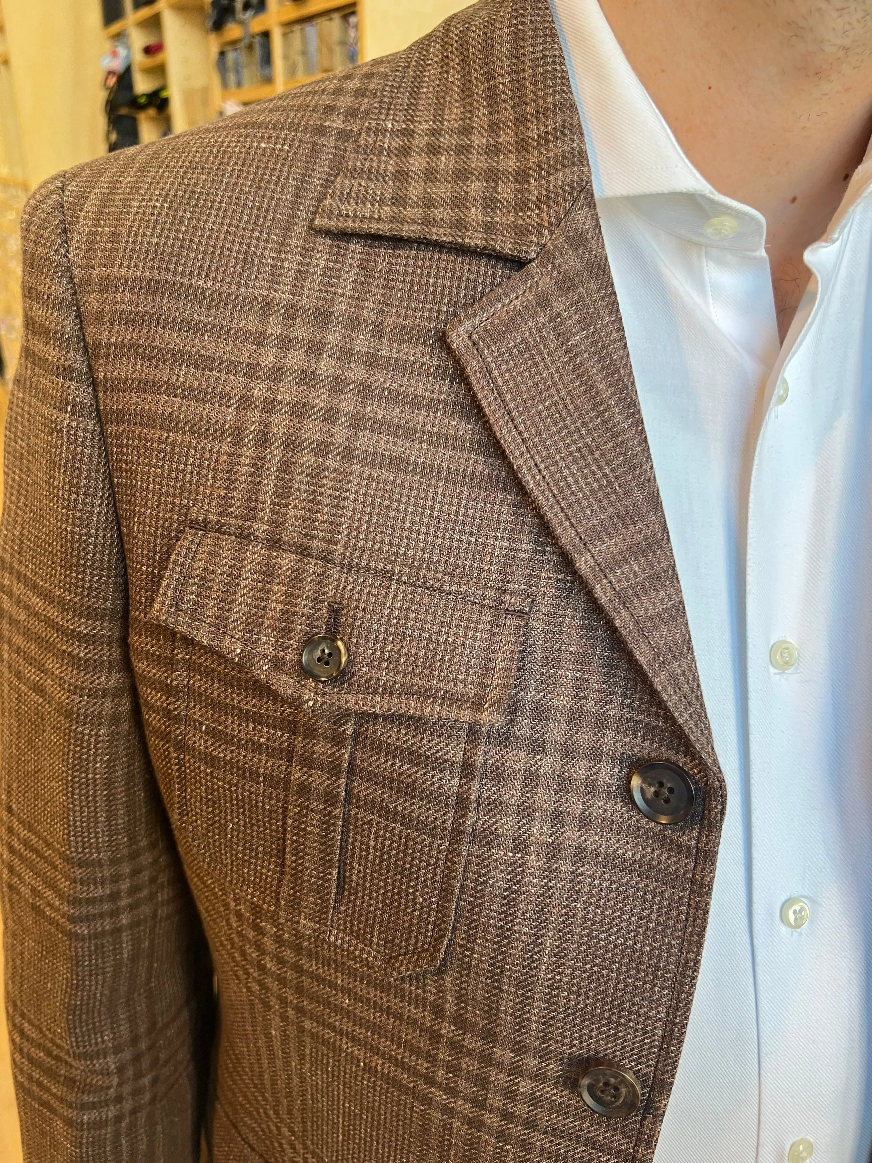 Brown Plaid Safari Jacket