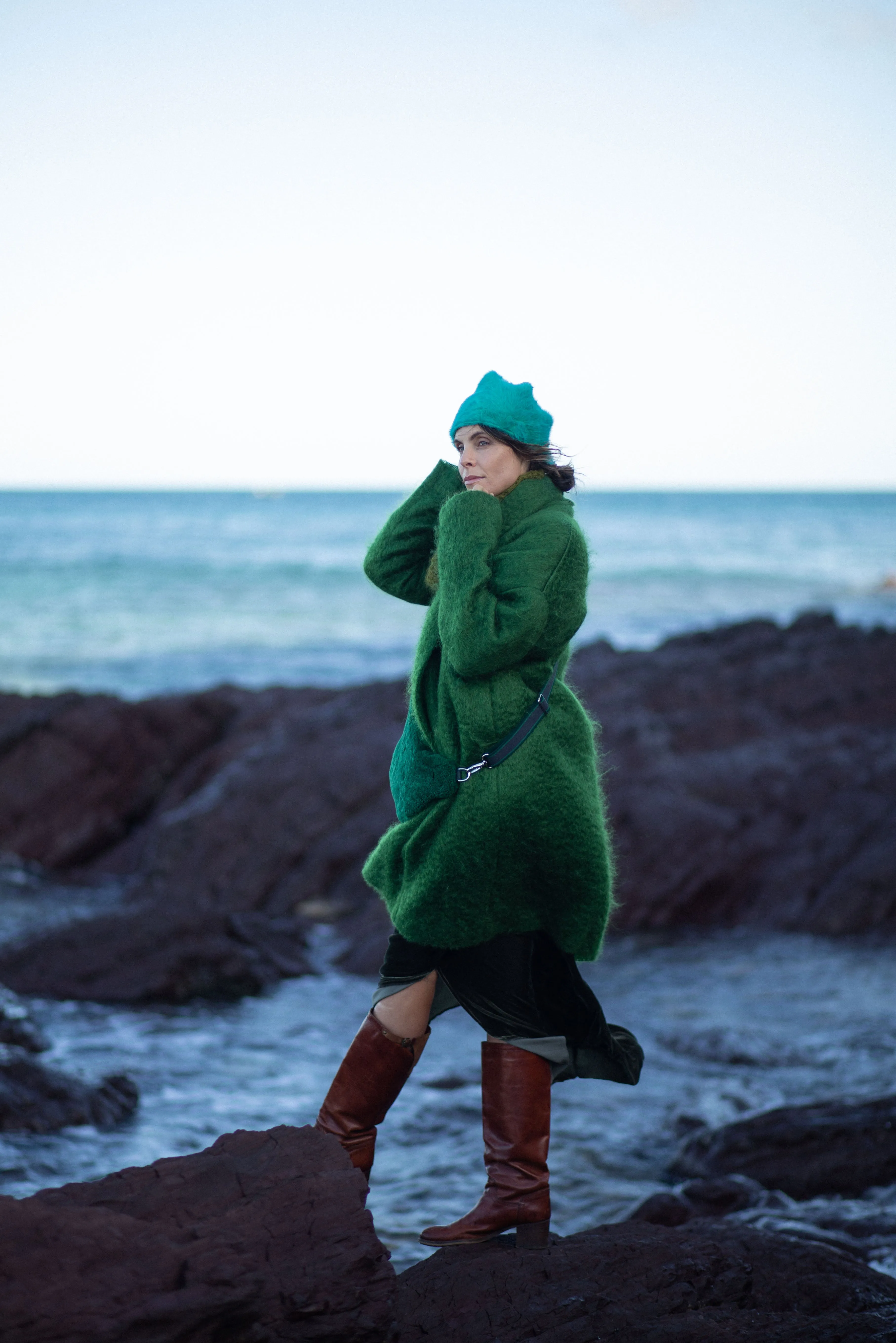 Cocoon coat (mohair) - Orange