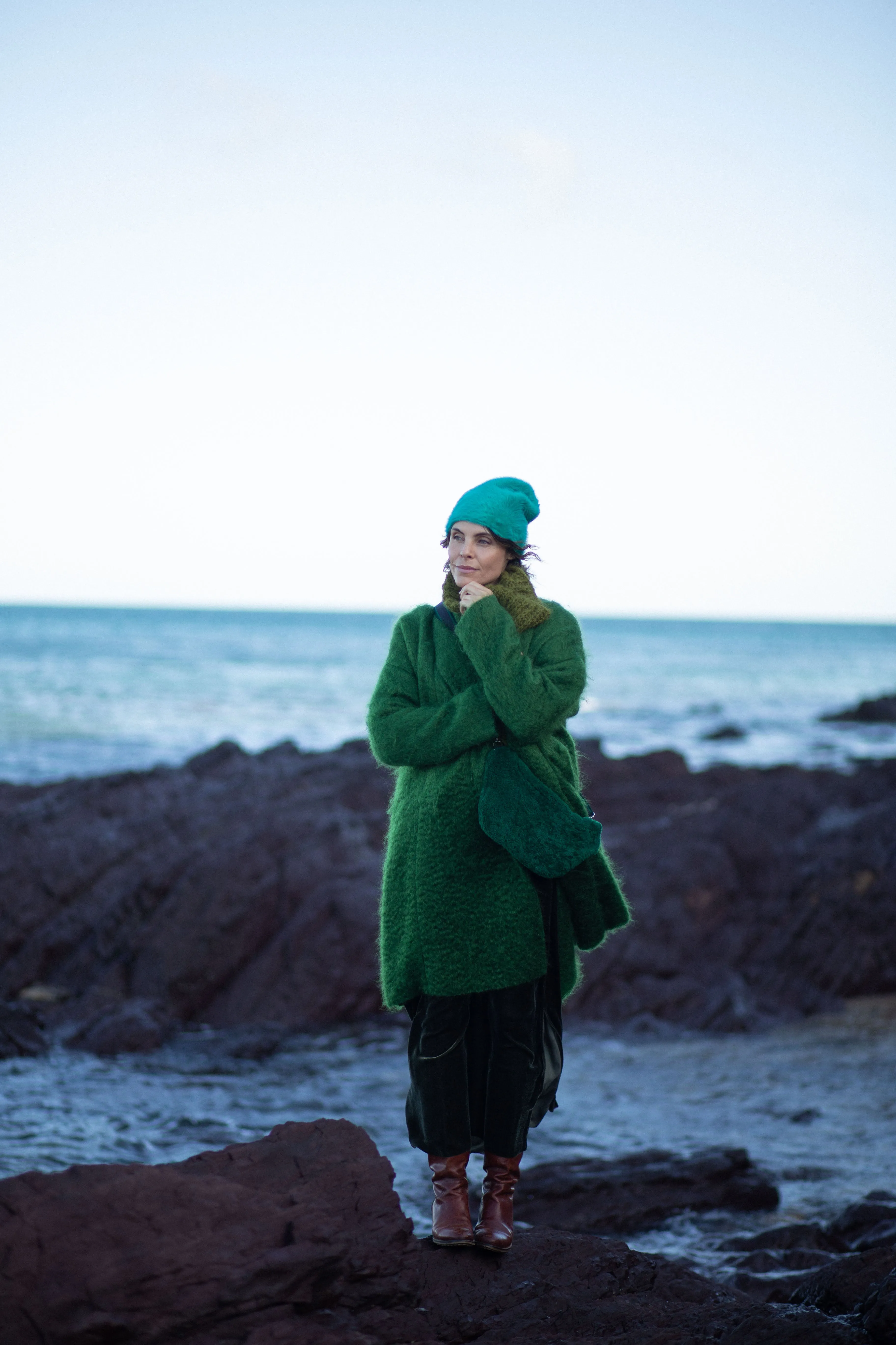 Cocoon coat (mohair) - Orange