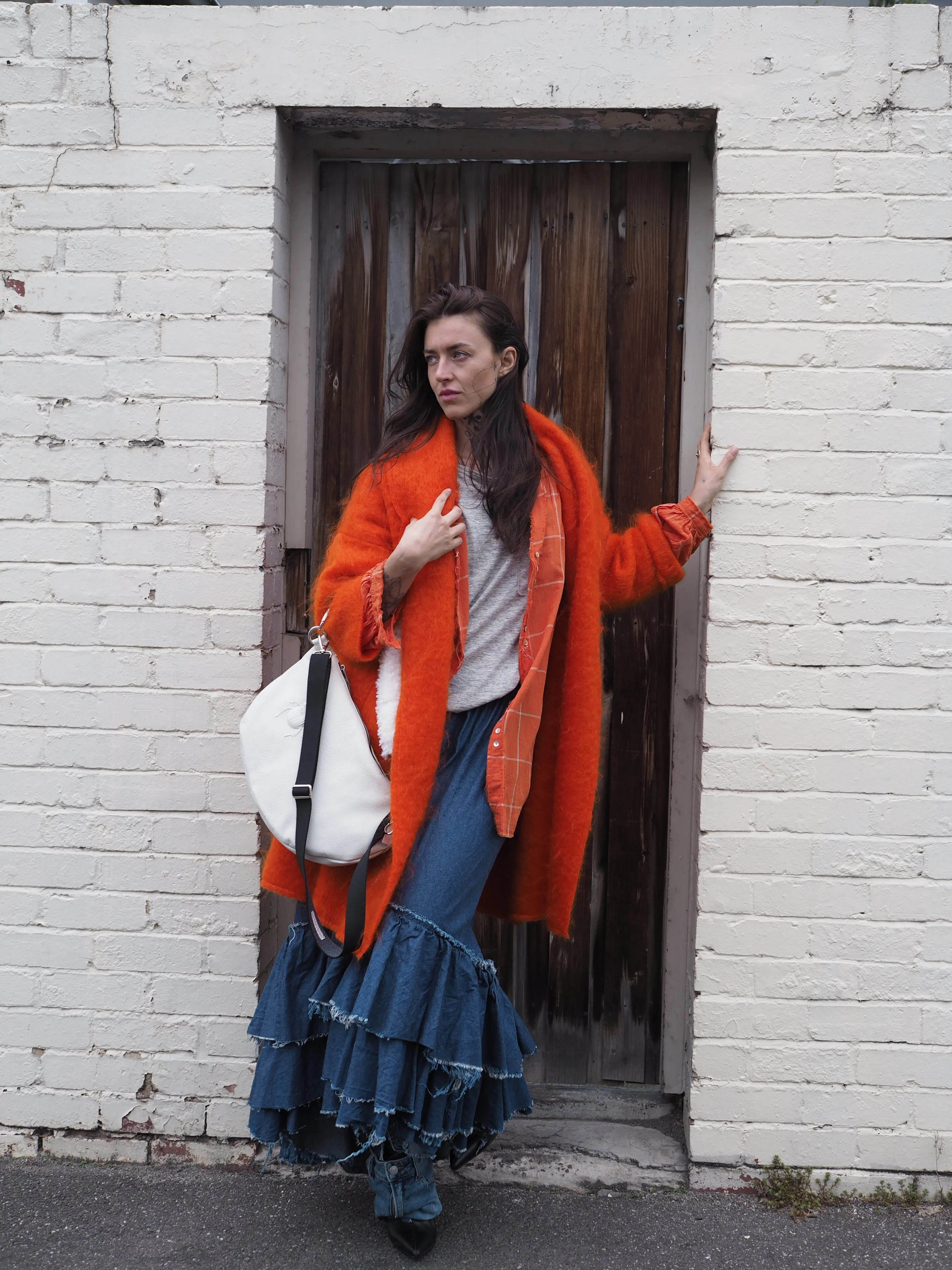 Cocoon coat (mohair) - Orange