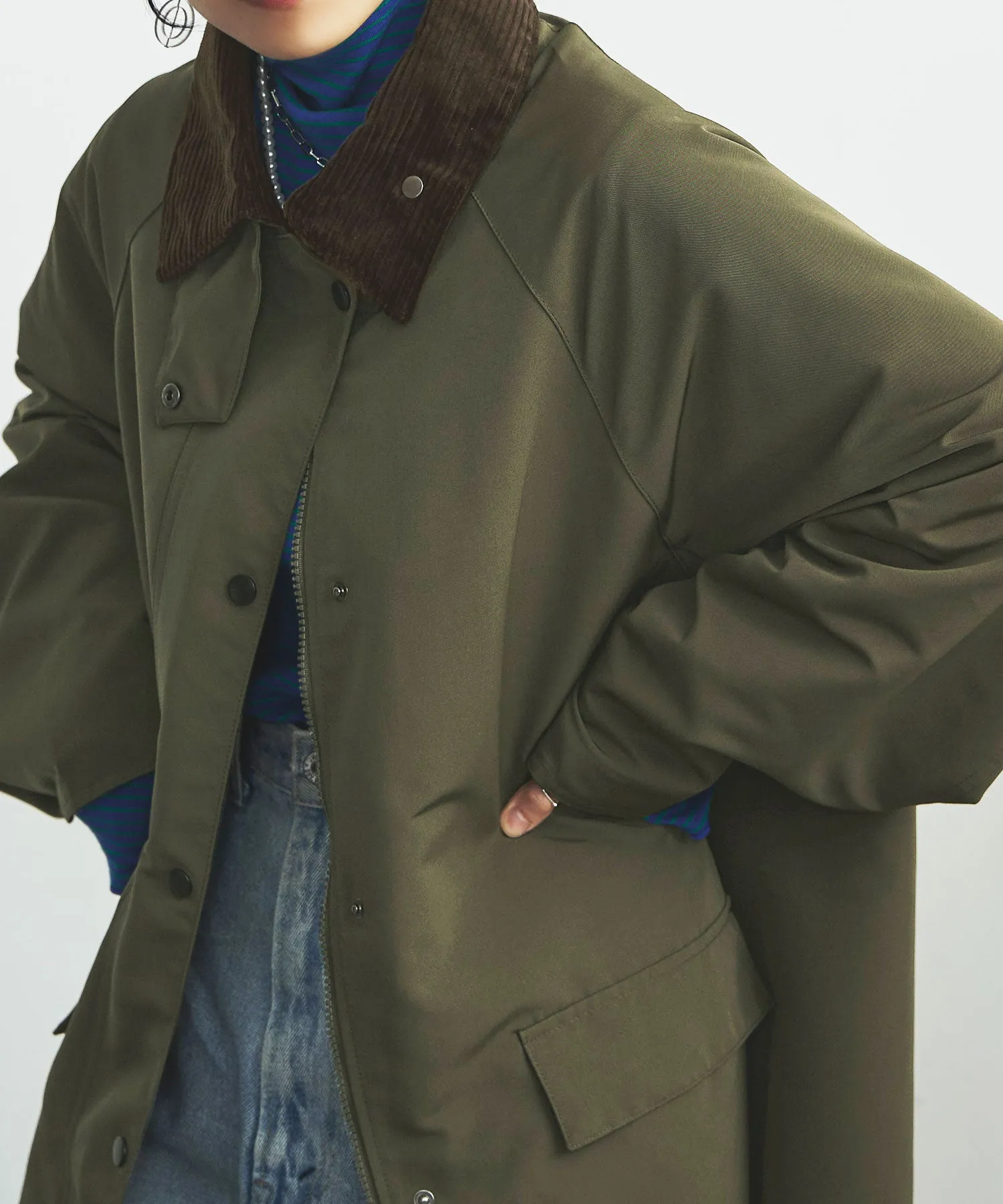 Corduroy collar work coat
