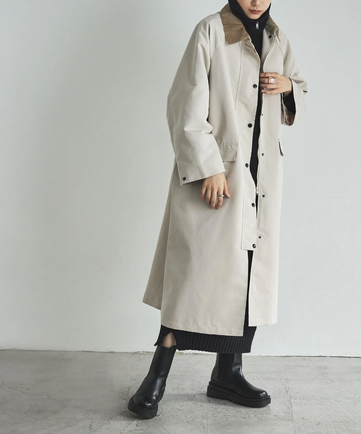 Corduroy collar work coat