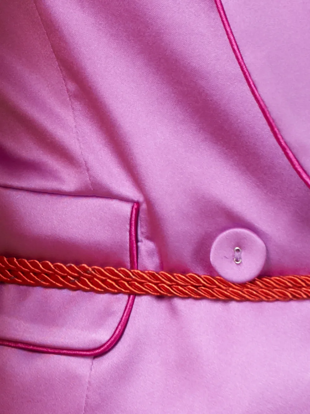 DALIDA Double-breasted Satin Blazer   Pants Matching Set in Pink