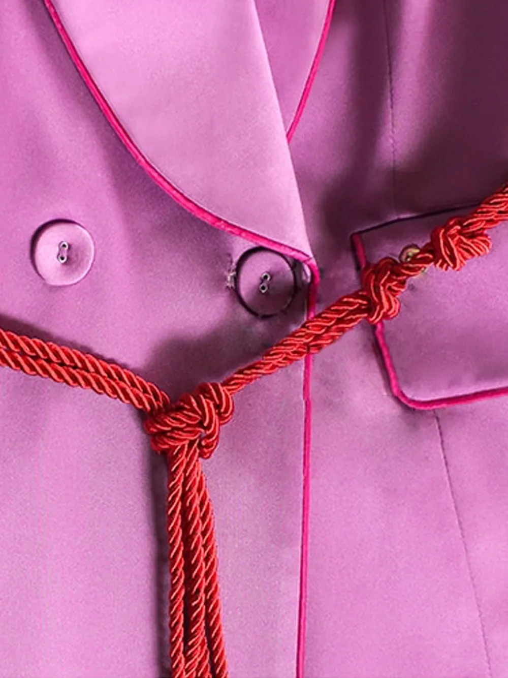 DALIDA Double-breasted Satin Blazer   Pants Matching Set in Pink