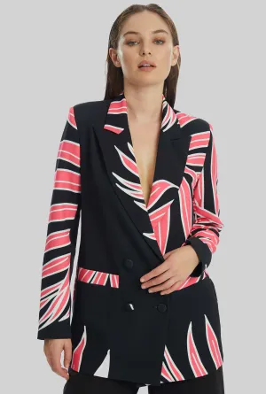 Double Breasted Pink Palm Blazer