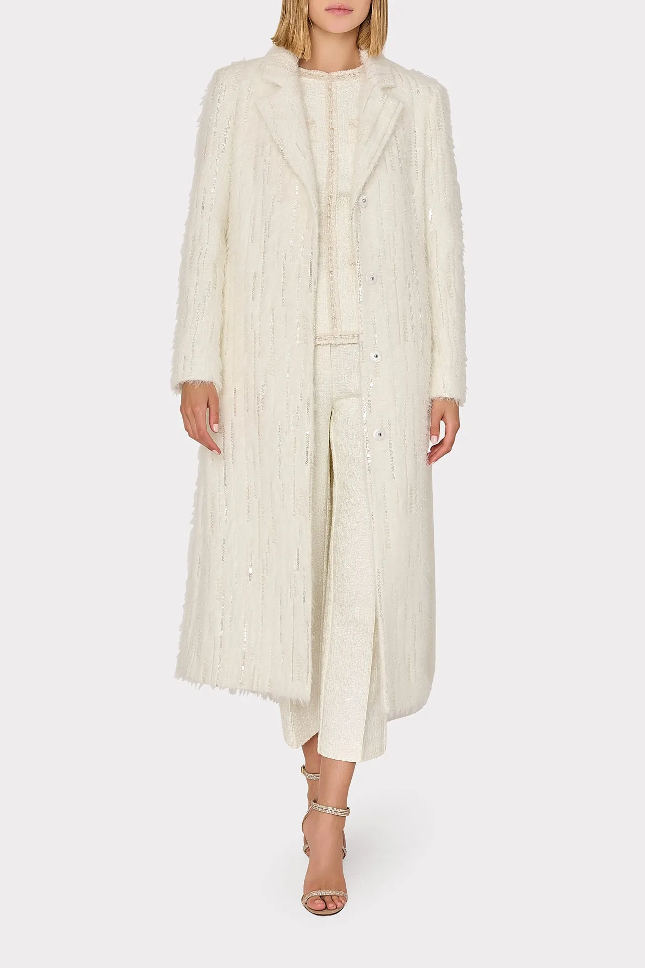 Embellished Faux Mohair Coat