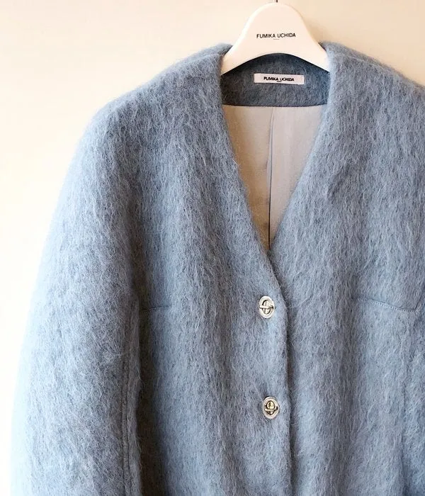 FUMIKA_UCHIDA/MOHAIR SHAGGY JACKET COAT(SAXBLUE/silver)