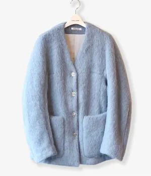 FUMIKA_UCHIDA/MOHAIR SHAGGY JACKET COAT(SAXBLUE/silver)