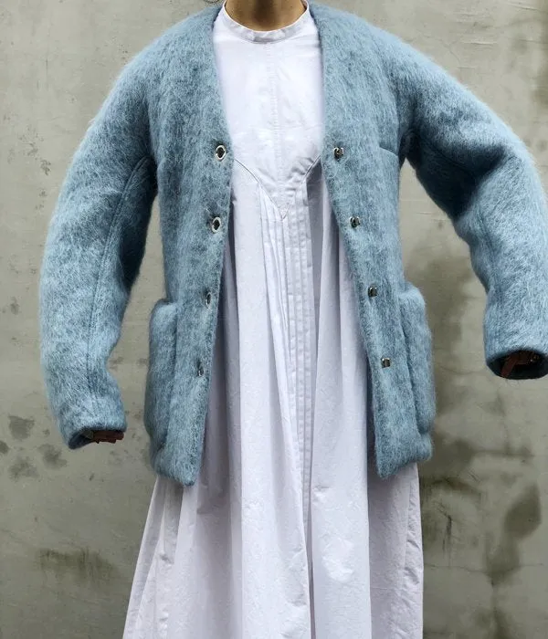 FUMIKA_UCHIDA/MOHAIR SHAGGY JACKET COAT(SAXBLUE/silver)