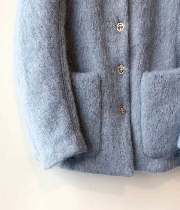 FUMIKA_UCHIDA/MOHAIR SHAGGY JACKET COAT(SAXBLUE/silver)