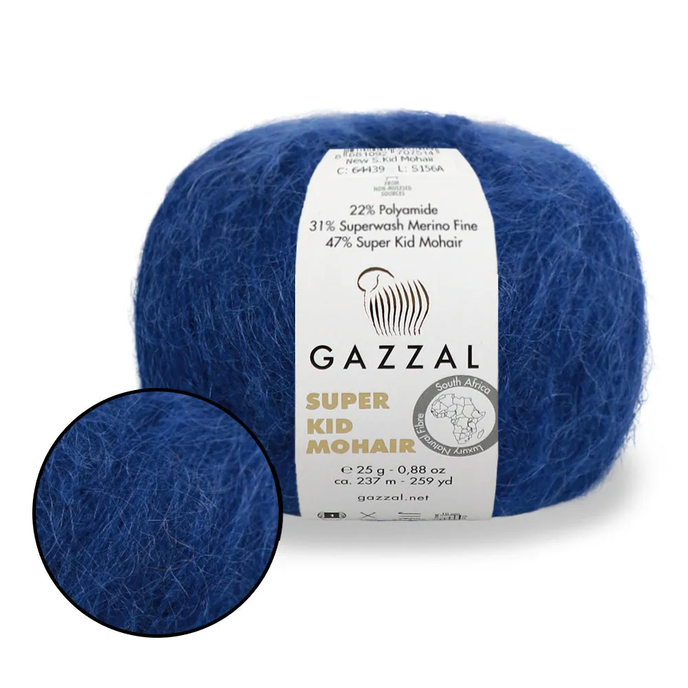 Gazzal Super Kid Mohair, Natural Mohair Yarn, 20 Colors, 0.88 oz / 259 yards