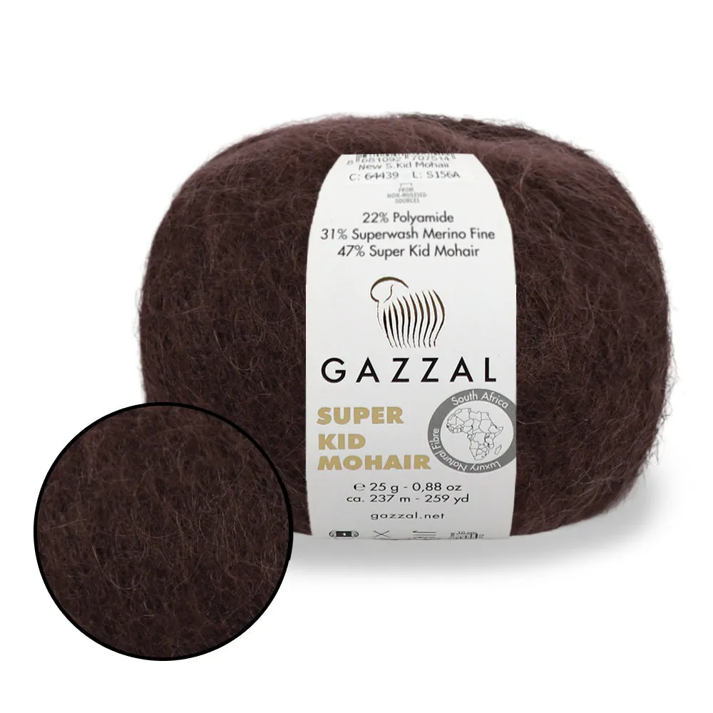 Gazzal Super Kid Mohair, Natural Mohair Yarn, 20 Colors, 0.88 oz / 259 yards