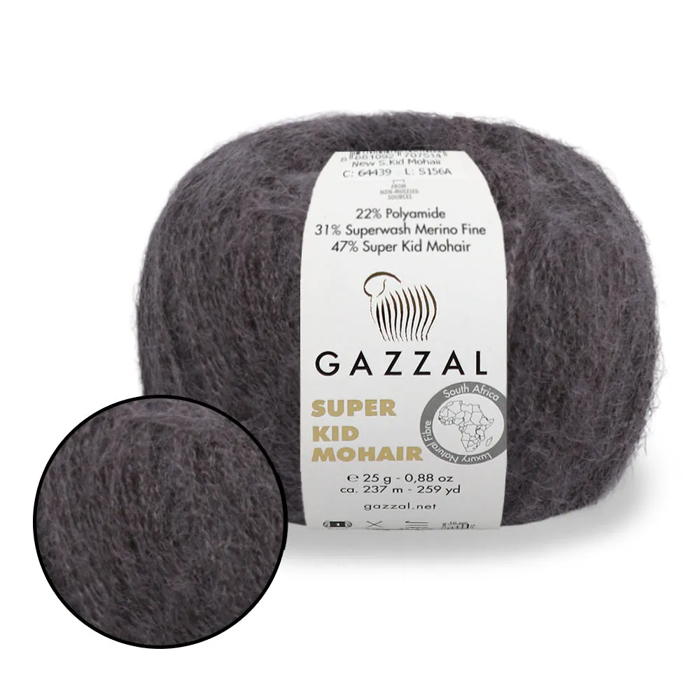 Gazzal Super Kid Mohair, Natural Mohair Yarn, 20 Colors, 0.88 oz / 259 yards
