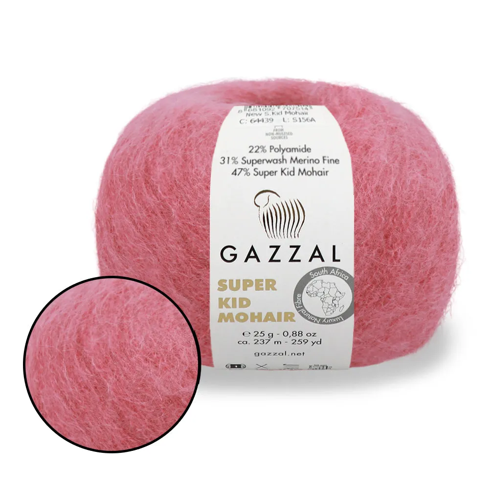 Gazzal Super Kid Mohair, Natural Mohair Yarn, 20 Colors, 0.88 oz / 259 yards