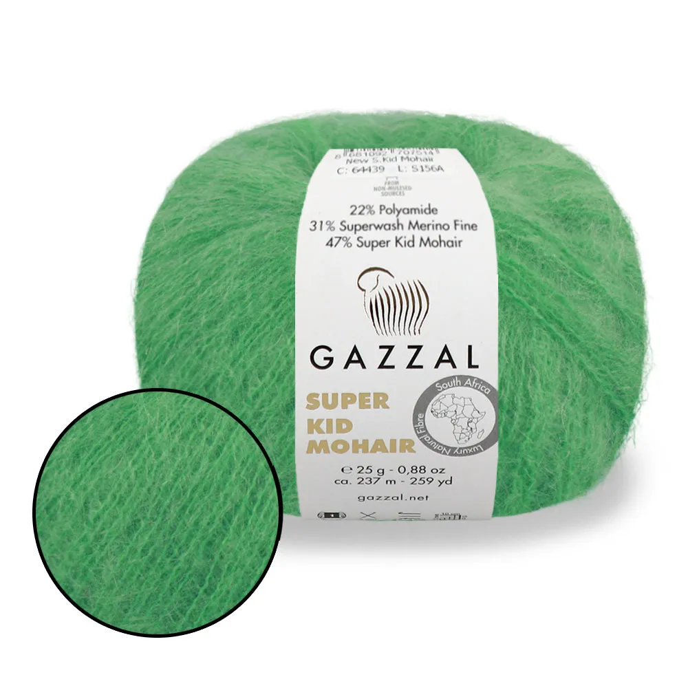 Gazzal Super Kid Mohair, Natural Mohair Yarn, 20 Colors, 0.88 oz / 259 yards