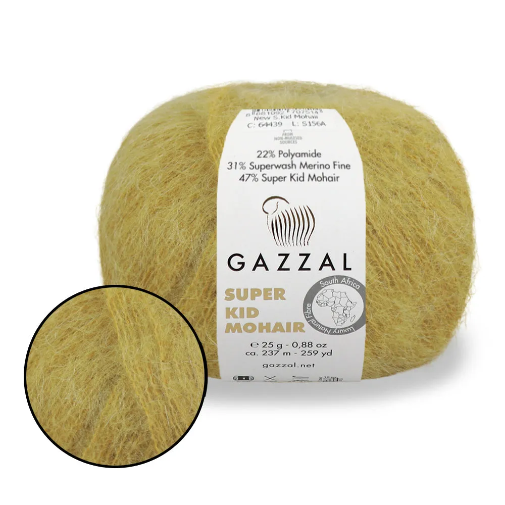 Gazzal Super Kid Mohair, Natural Mohair Yarn, 20 Colors, 0.88 oz / 259 yards