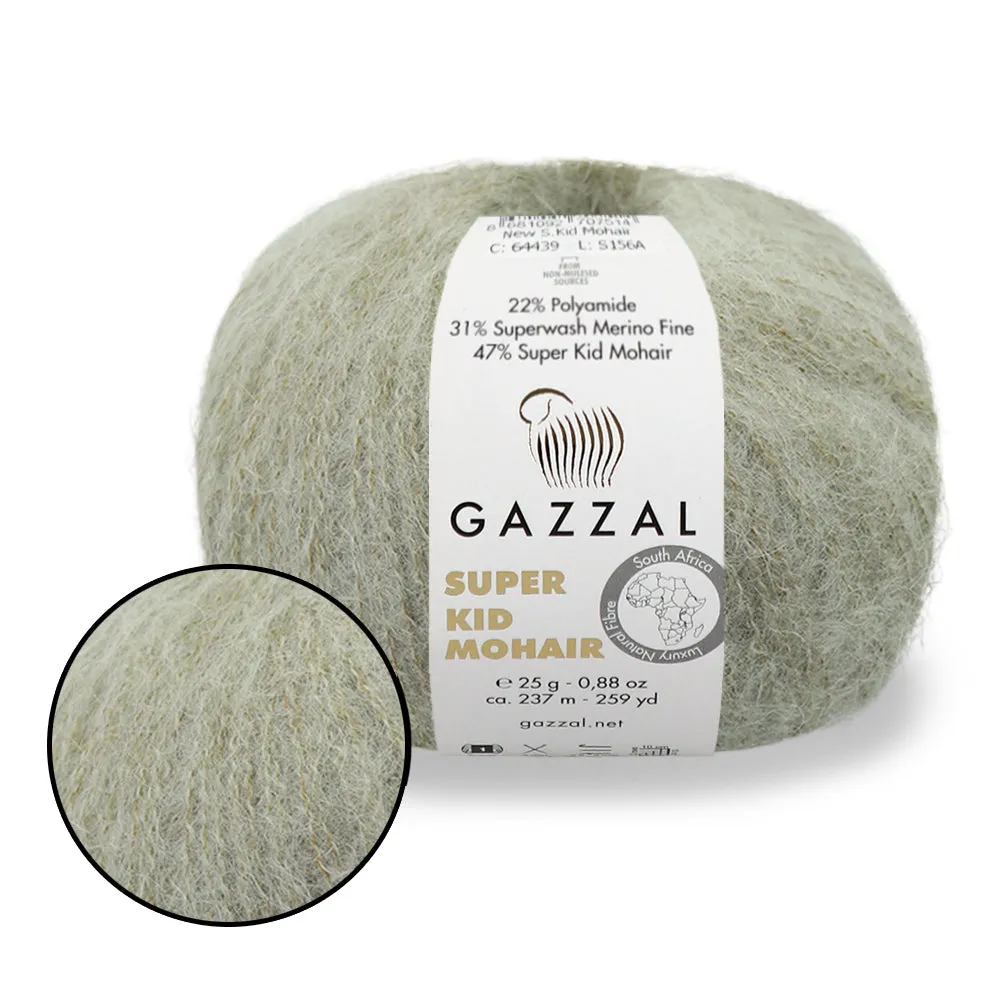 Gazzal Super Kid Mohair, Natural Mohair Yarn, 20 Colors, 0.88 oz / 259 yards
