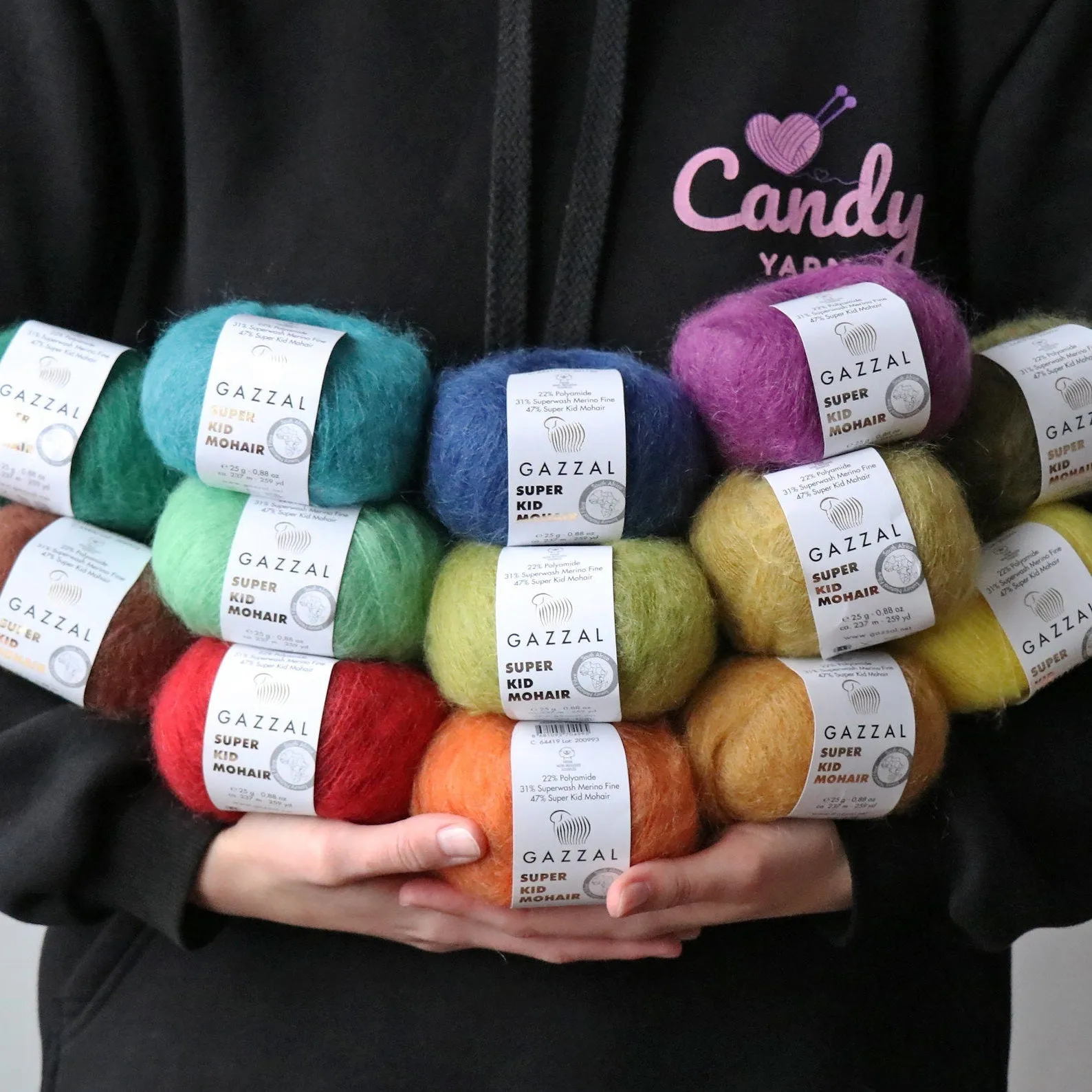 Gazzal Super Kid Mohair, Natural Mohair Yarn, 20 Colors, 0.88 oz / 259 yards