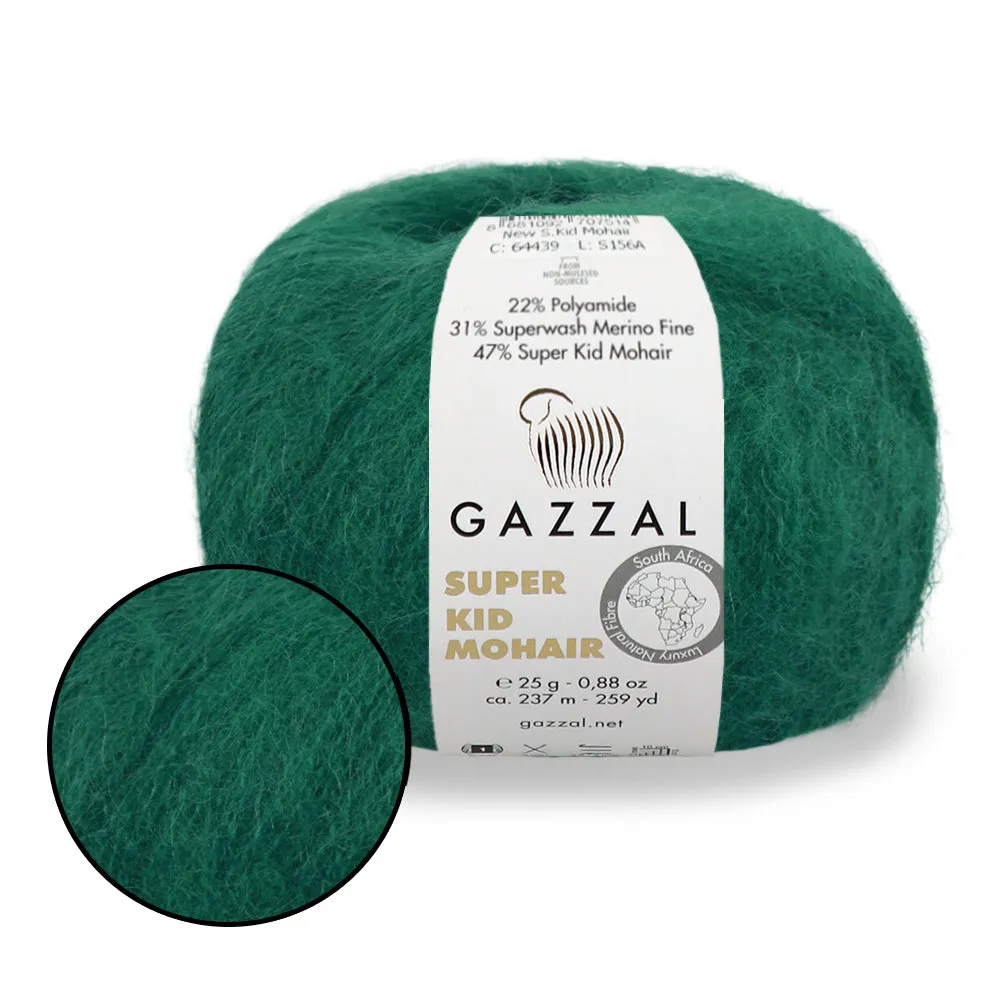 Gazzal Super Kid Mohair, Natural Mohair Yarn, 20 Colors, 0.88 oz / 259 yards