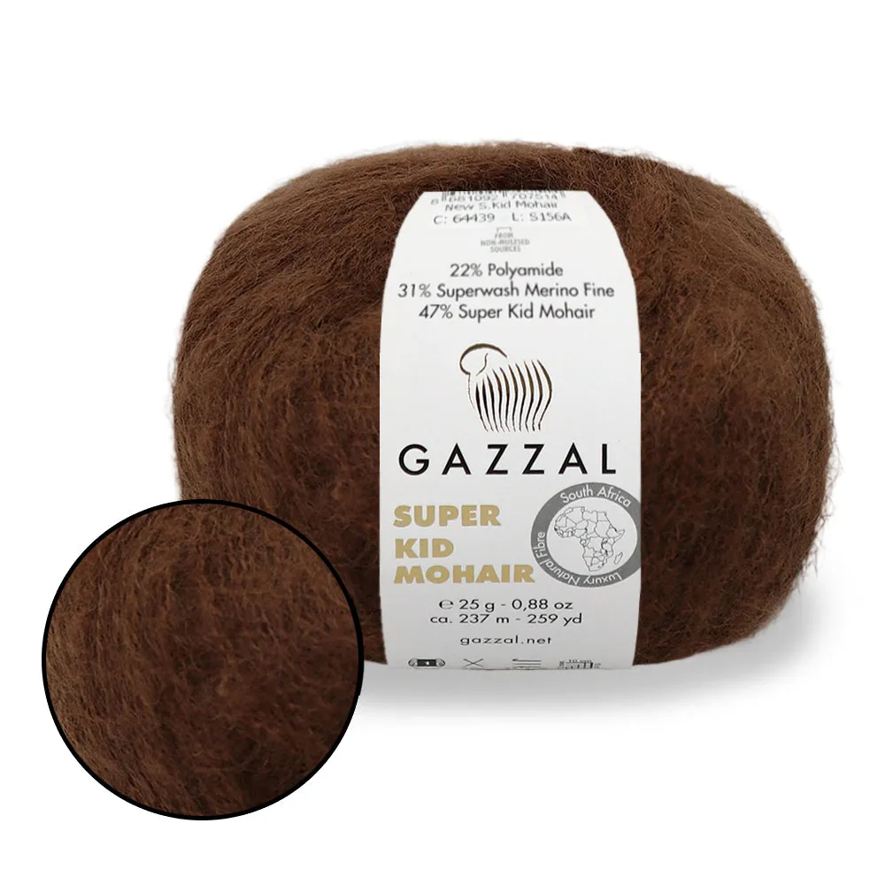 Gazzal Super Kid Mohair, Natural Mohair Yarn, 20 Colors, 0.88 oz / 259 yards