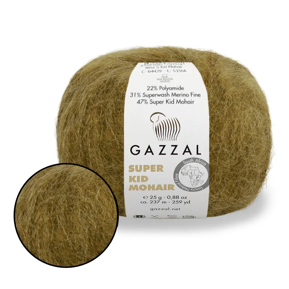 Gazzal Super Kid Mohair, Natural Mohair Yarn, 20 Colors, 0.88 oz / 259 yards