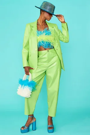 Green Vegan Leather Blazer