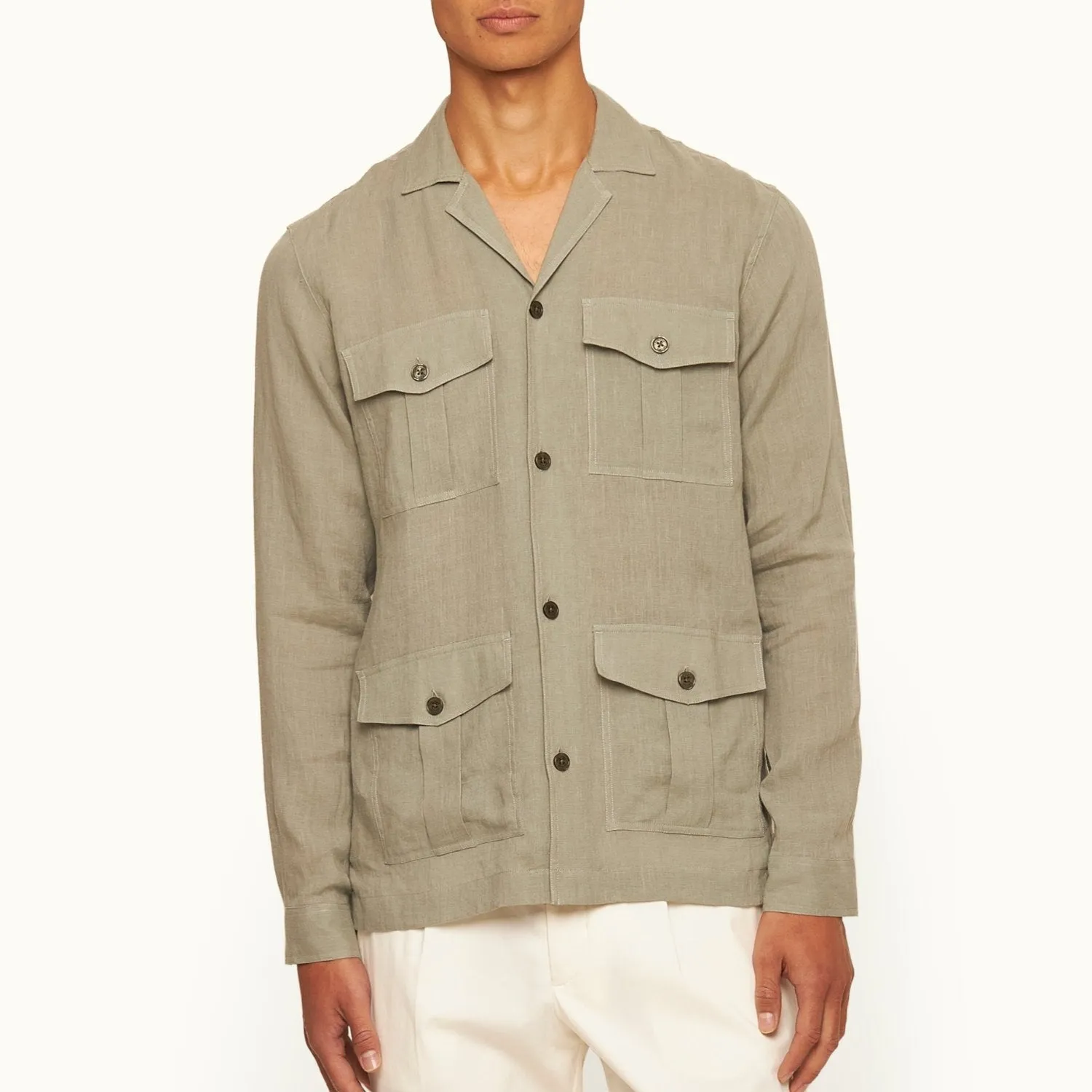 James Bond Muay Thai Linen Safari Shirt - By Orlebar Brown