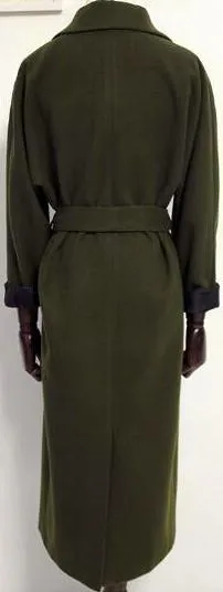 Long Wool Coat in Army Green