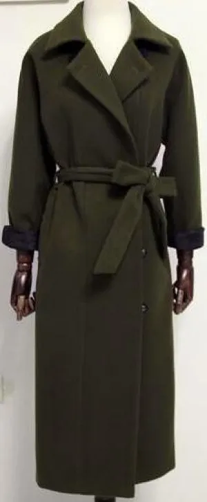 Long Wool Coat in Army Green