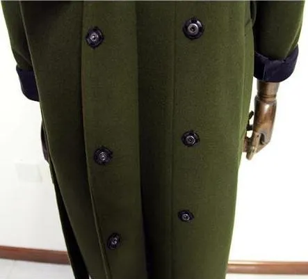 Long Wool Coat in Army Green