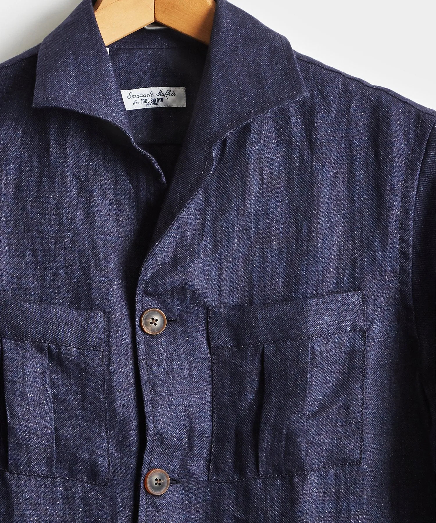 Made in Italy Maffeis Safari Linen Shirt Jacket in Navy