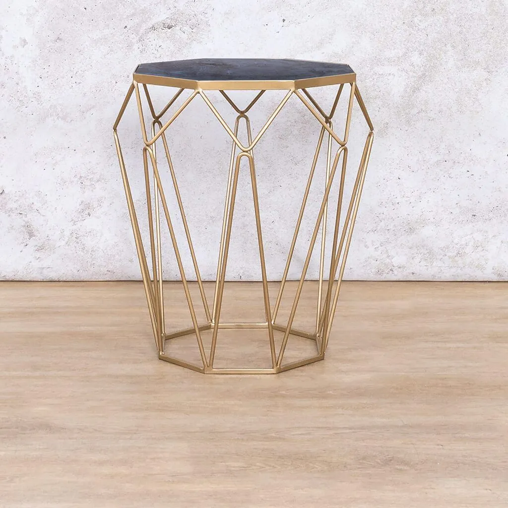 Mara Blue Marble Top Side Table